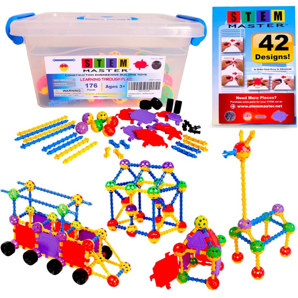 STEM Master Building Toys for Kids Ages 4-8 - STEM Toys Kit w/176 Durable Pieces